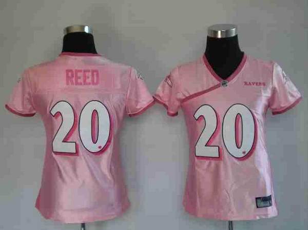 Ravens #20 Ed Reed Lady Pink Stitched NFL Jersey - Click Image to Close